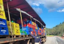 PRF prende duas mulheres e quatro homens saqueando carga de bebidas na BR-381