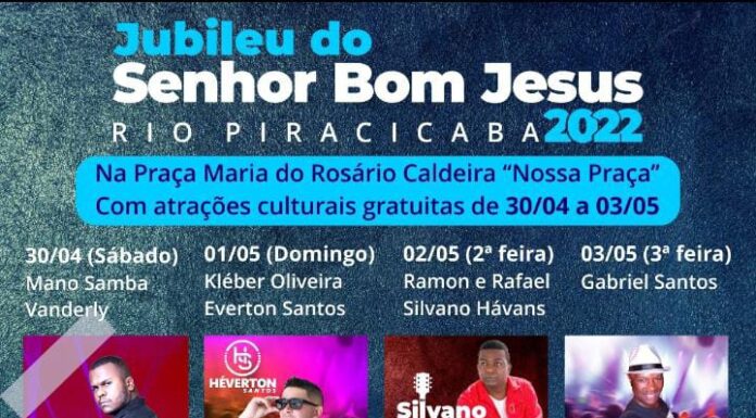 Programação da Festa do Senhor Bom Jesus em Rio Piracicaba