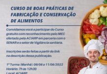 Curso de Boas Práticas de Fabricação e Conservação de Alimentos