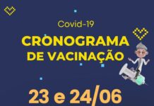 Programação da vacinação contra a Covid dos dias 23 e 24 de junho