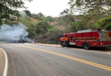 Incêndio em caminhão frigorífico destrói carregamento de carnes