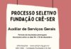 Fundação Crê-Ser: Inscrições prorrogadas para auxiliar de serviços gerais